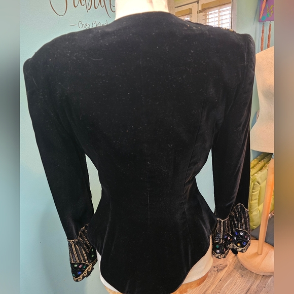 Exquisite Black Velvet Embellished Julie Duroche Jacket - Picture 5 of 9